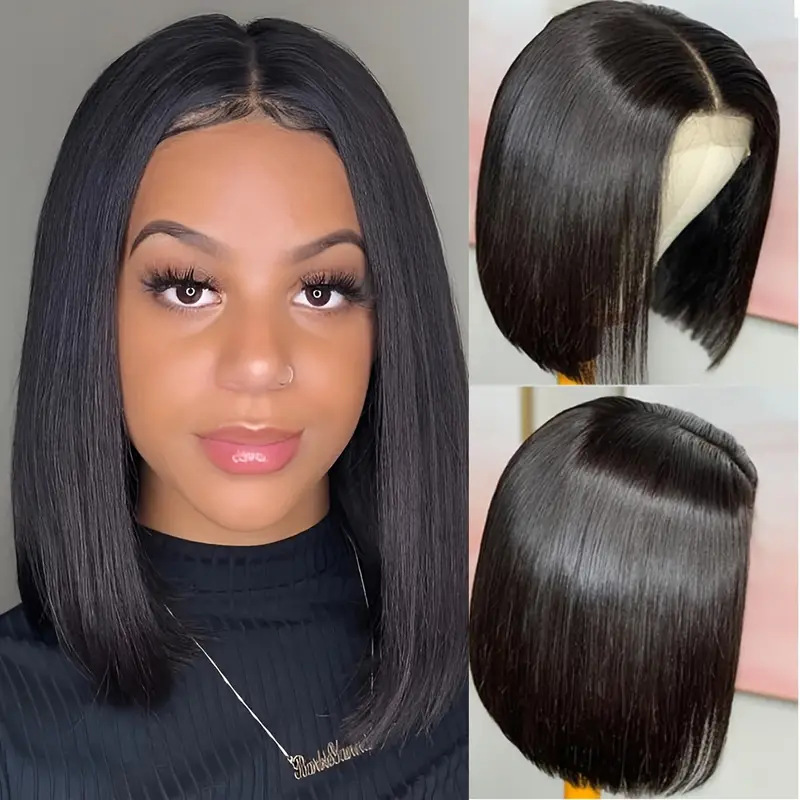 欧美前蕾丝假发 Straight Lace Front Human Hair Wigs Short Bob