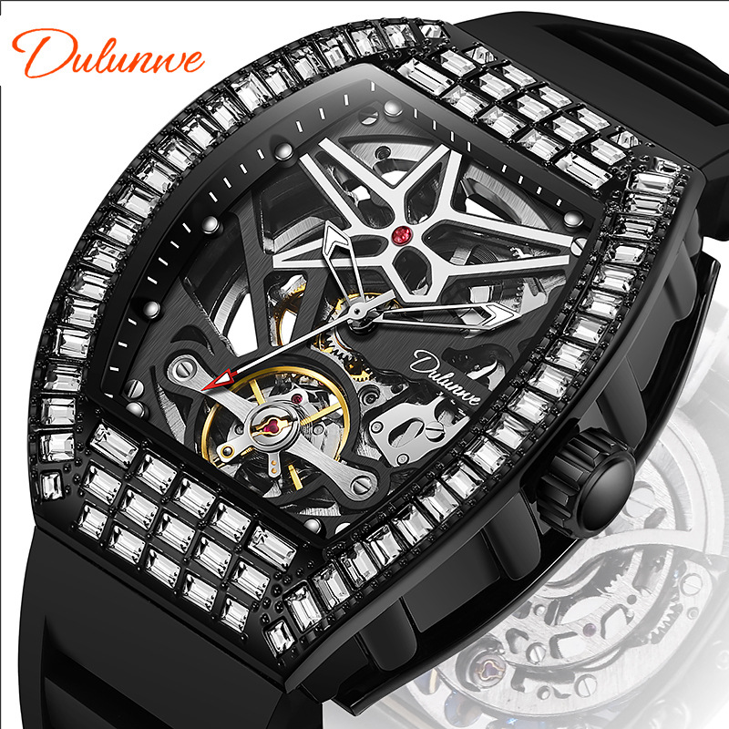 Dulunwei Genuine Men’s Watch, Fully Automatic Richard All‑Hollow Mechanical Watch, Luminous, Waterproof, Trendy and Fashionable