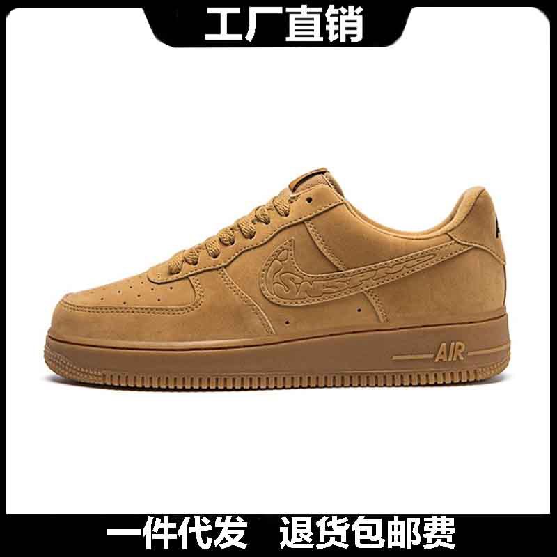 Putian shoes, Nike Air Force 1 “Black Samurai” in wheat color, unisex casual sports skate shoes