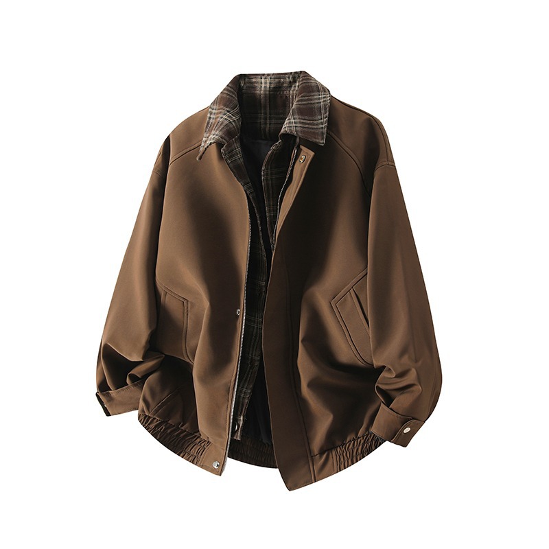 American-style patchwork two-piece jacket men's spring and autumn English wind merle brown flying collared jacket men