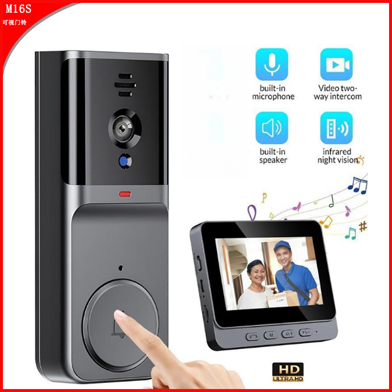 4.3 inch display smart visual door lock wireless electronic cat's eye surveillance camera paired with video speakers without puncture