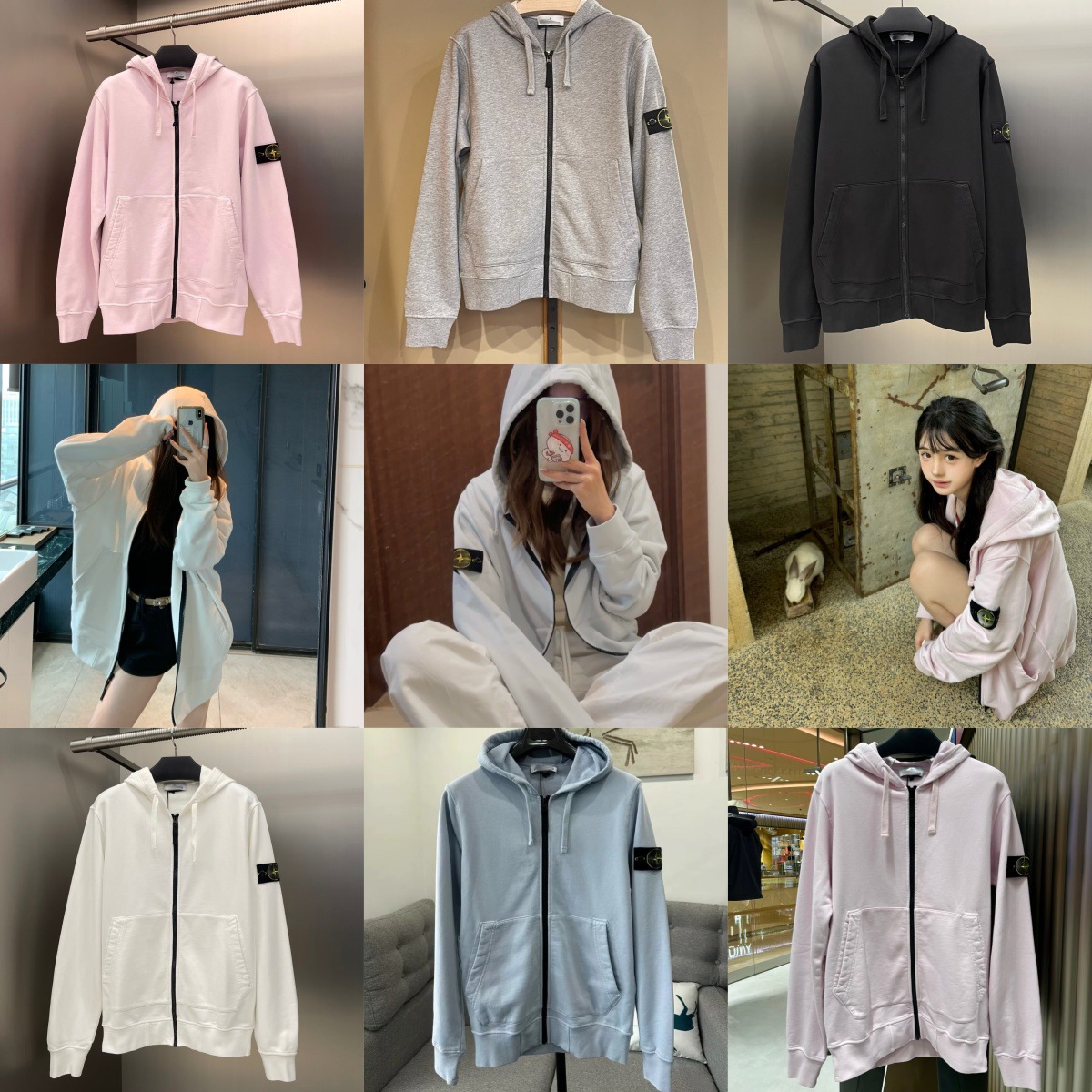 STONE New Stone Hooded Sweatshirt, Solid Color, Unisex, Autumn/Winter, Island Trend, Loopback Fabric, Loose Fit, Casual, In Stock