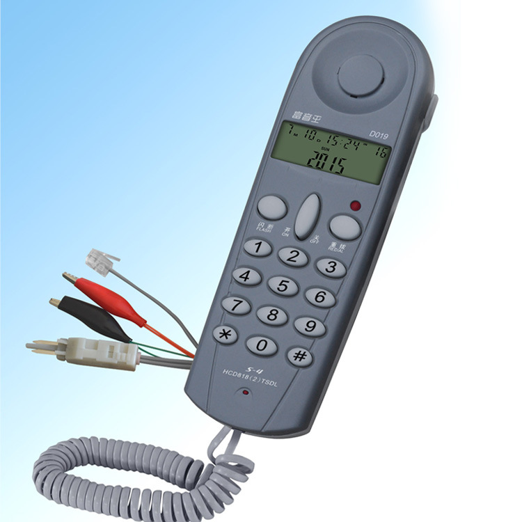 Displays incoming and outgoing calls, battery-free test phones, line checks, and number checks