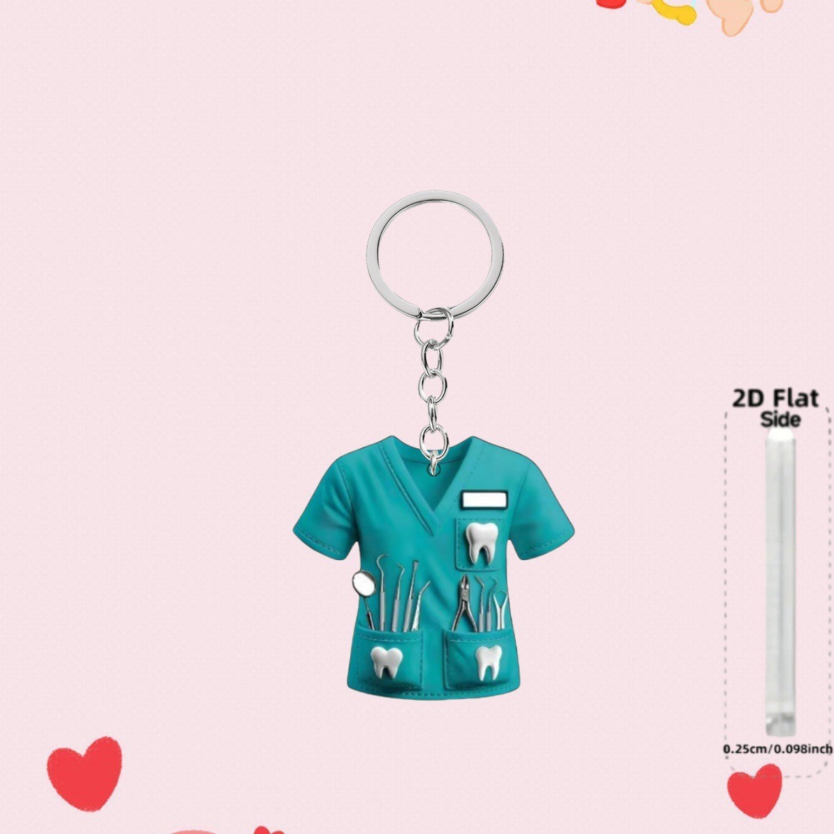Cross-border new flat acrylic nurse uniform key chain exquisite backpack jewelry key chain dentist pendant