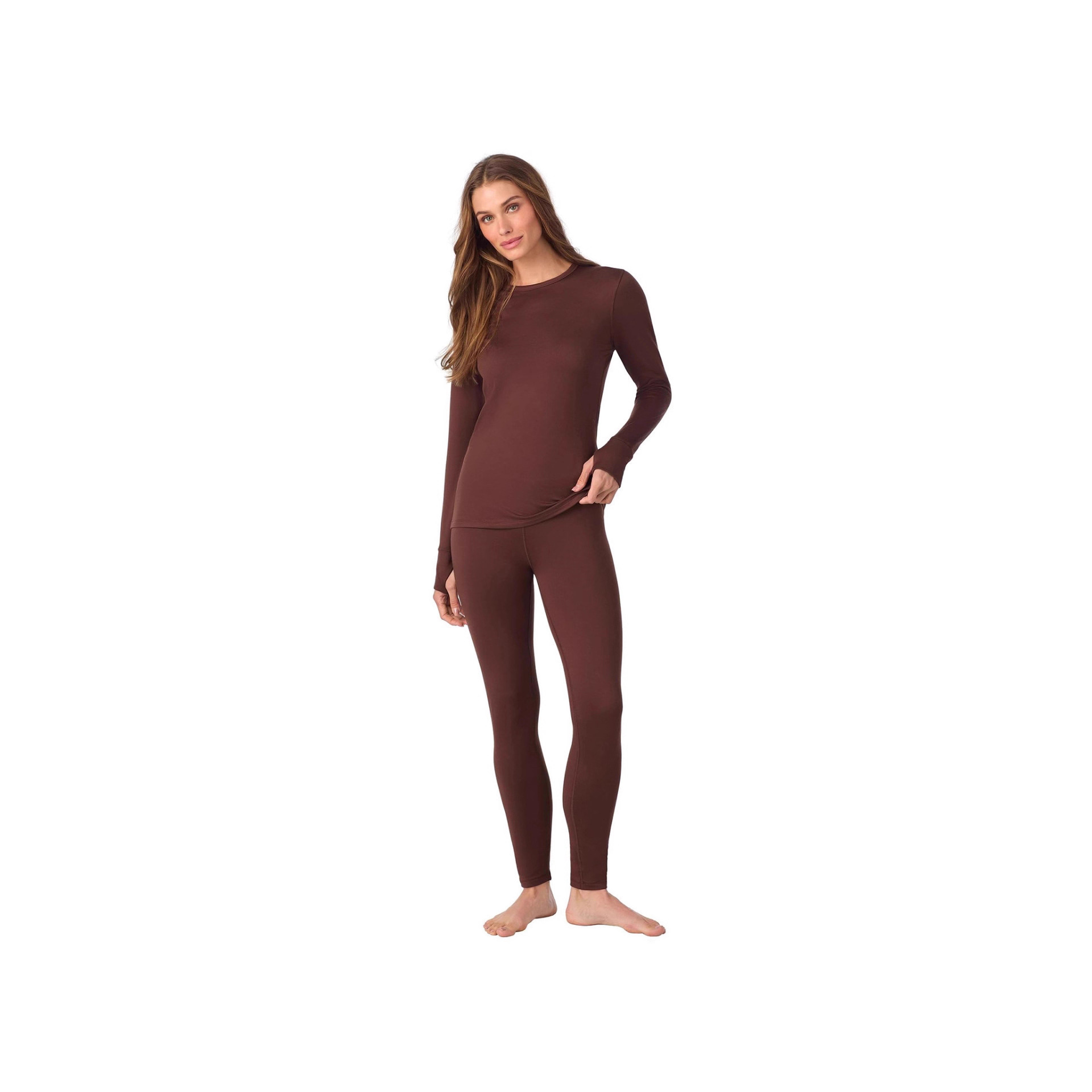 Women’s Warm Velvet-Lined Base Layer Set—Long-Sleeve Shirts and Tight-Fitting Pants Suitable for Cold Weather, Casual Style
