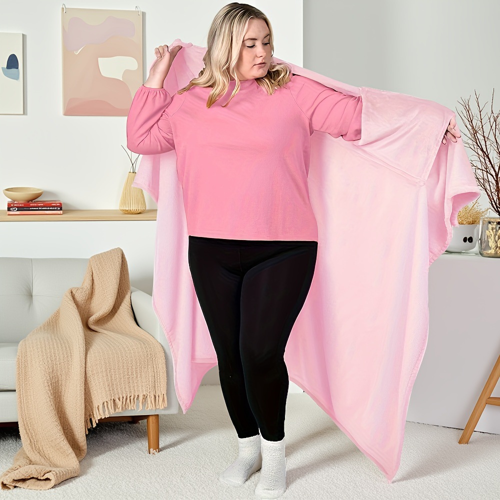 Winter flannel thickened home‑stay warm sofa blanket, casual loose‑fit large size, wearable cape for men and women