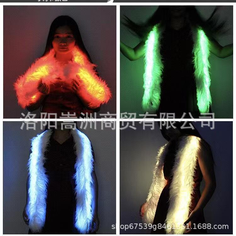 LED Glowing Scarf Plush Winter Warm Clothing Bar Christmas Neck Warmer Light-Up Stick Fluorescent Flashing Cheerleading Accessory