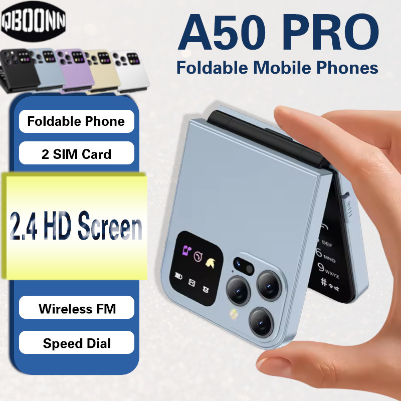 For cross-border foreign trade only: A50 dual-SIM foldable flip phone for seniors, suitable for international sales.
