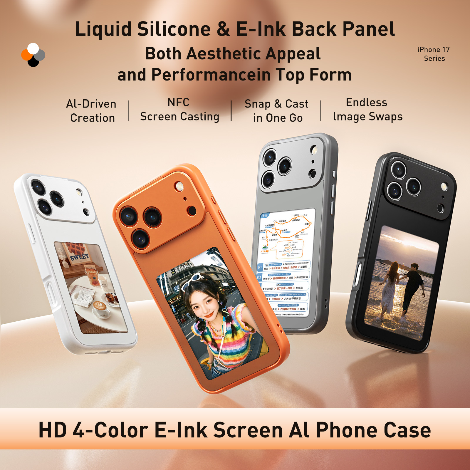 NFC High-Definition 4-inch E-Ink Screen DIY Phone Case Compatible with iPhone 7 Pro Max, Customizable Mobile Phone Protective Cover