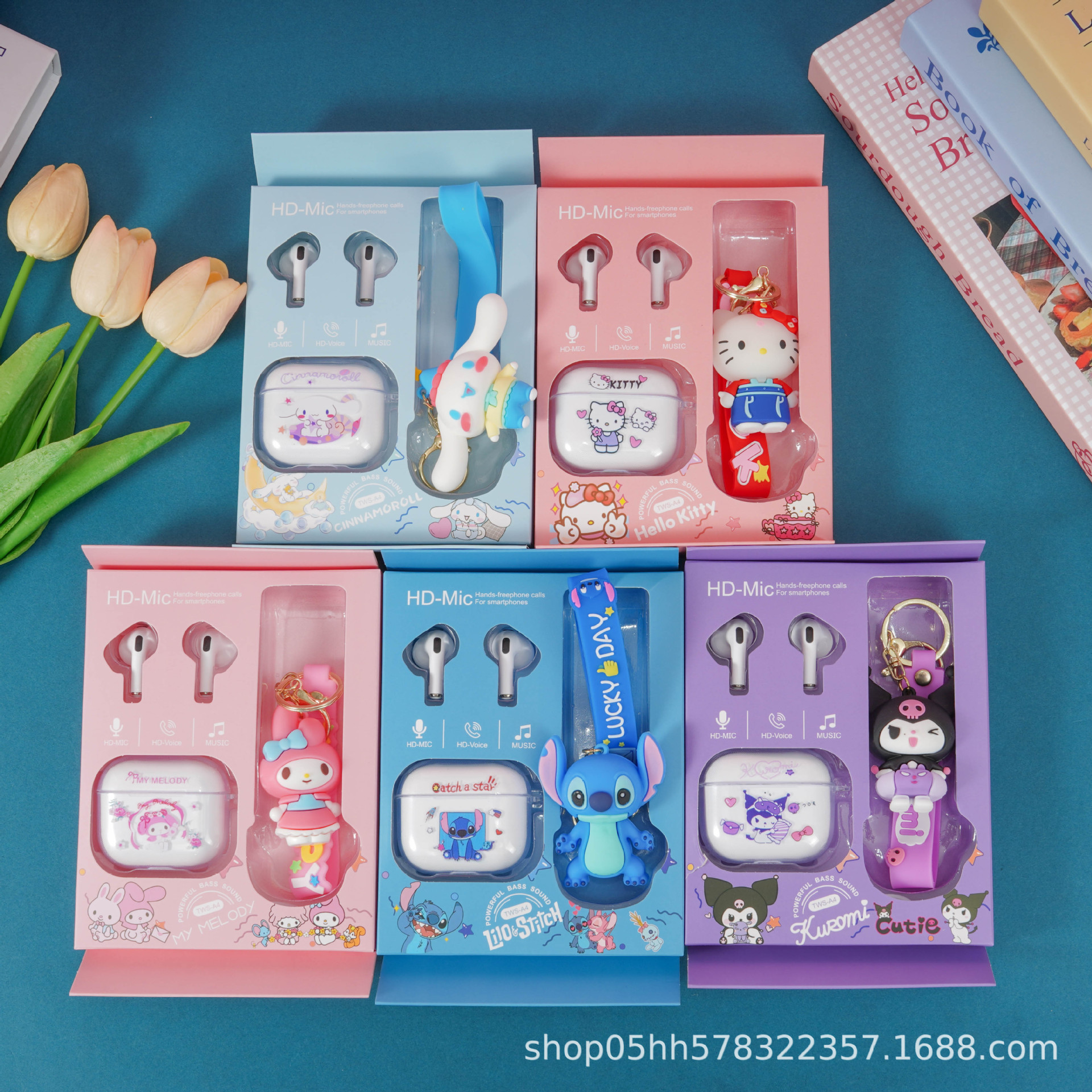 Cross-border Bluetooth earphones, 2026 new style Kuromi and Melody pendants, Sanrio cartoon Bluetooth earphones