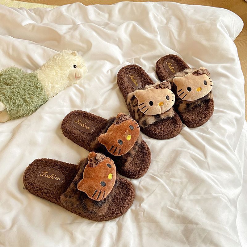 2025 new knitted wool slippers women cute autumn winter home indoor anti-skid supermarket wholesale cotton slippers women