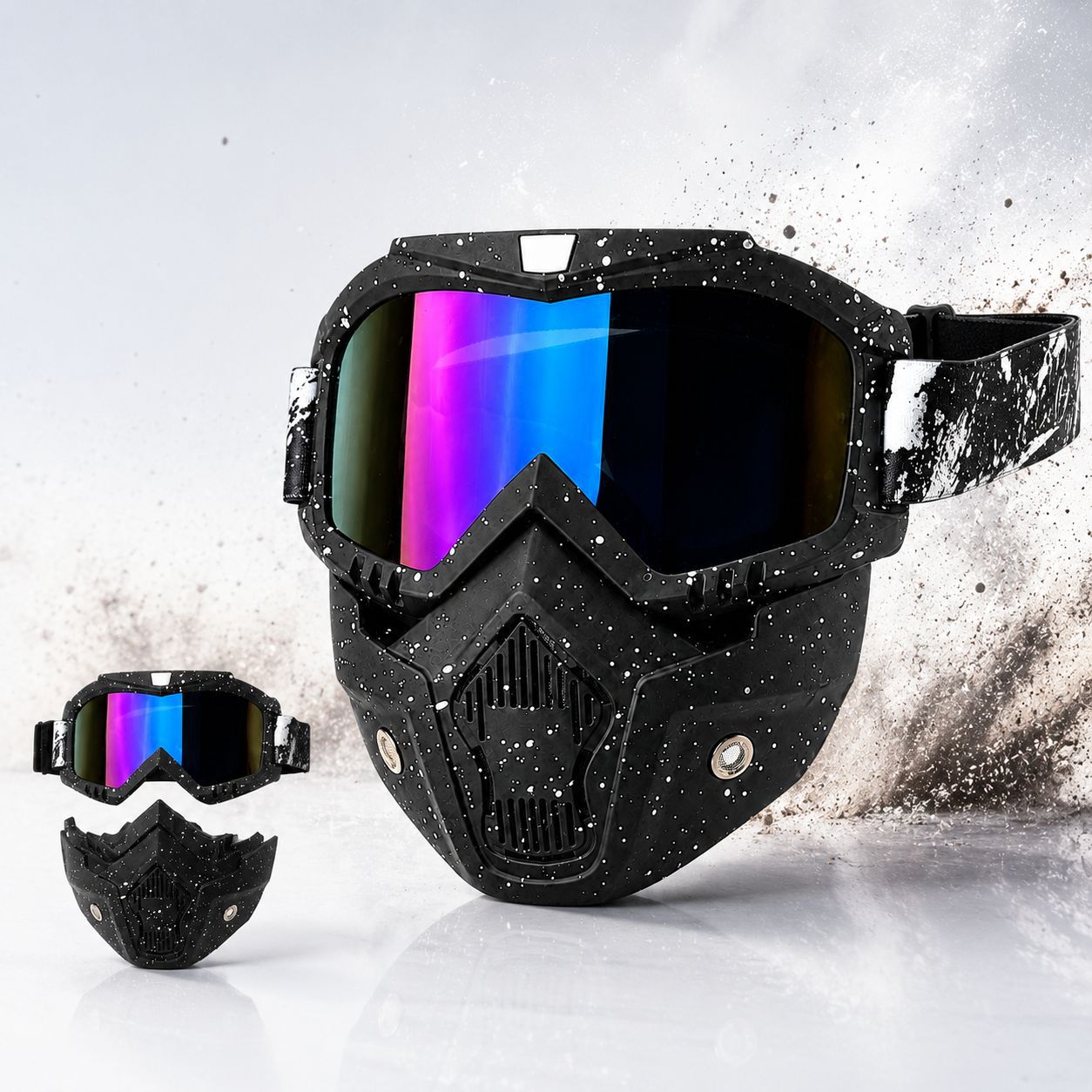 Outdoor Half-Helmet Windproof Face Mask Goggles Military‑Style Tactical Sunglasses Mask Off‑Road Motorcycle Goggles NSMask