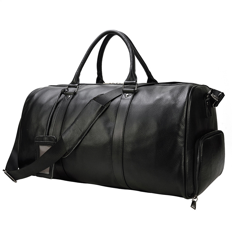 New Crazy Horse Leather Suit Bag, Large-Capacity Genuine Leather Duffel with Shoe Compartment, Cowhide Handheld Storage Men’s Bag—Cross-Border Bestseller