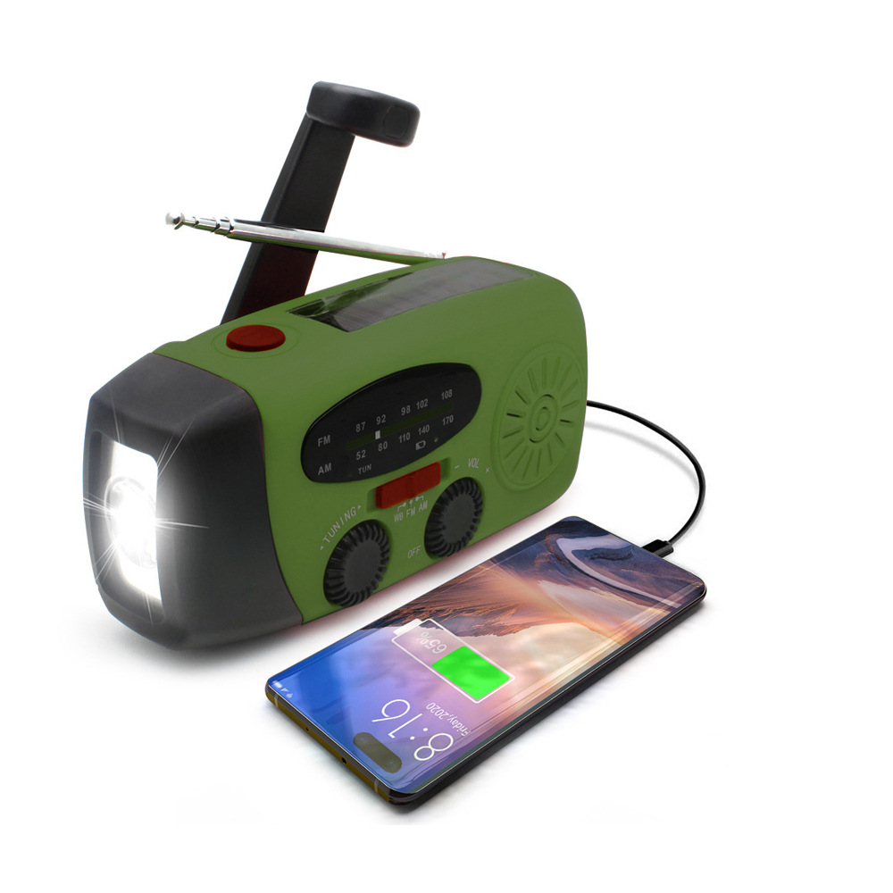 Hot-selling outdoor emergency portable power generation flood control solar hand shaking LED multifunctional multiband radio