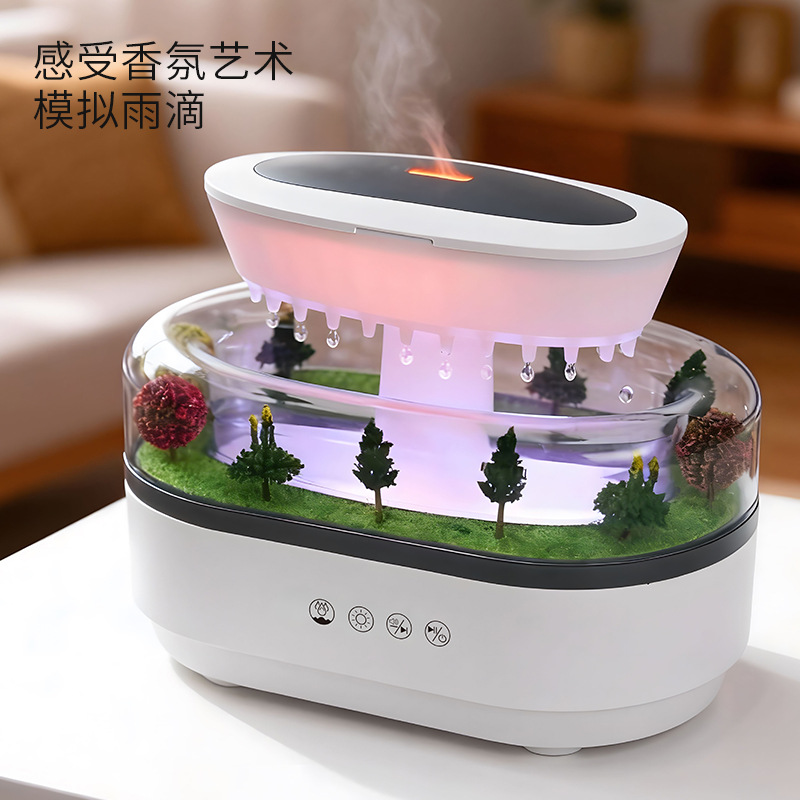 Cross-border Raindrop Micro-Landscape Aromatherapy Diffuser, Household Humidifier, Bedroom Desk Ambient Light, Colorful Humidifier