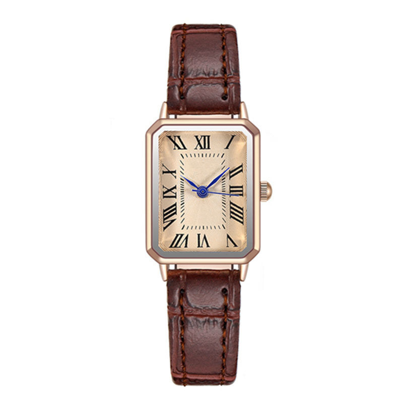 New women's watches in vintage Roman blue needlework design with a simple and stylish square watch quartz watch